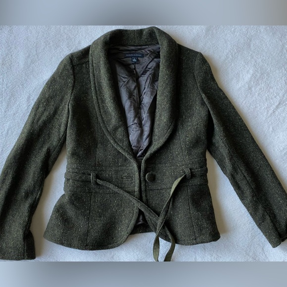 🍁Vintage Banana Republic Petalum Blazer Jacket olive green front button and belt - Picture 9 of 13